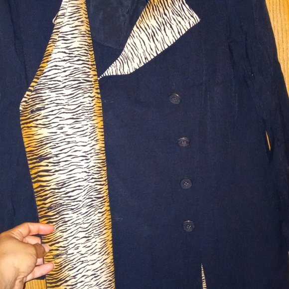 "FATTANEH BAHARI" Vintage Tiger print/black button-up blazer jacket Size: 12 - Picture 5 of 8